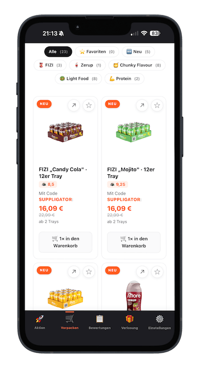 Vorschau der More Vorpacklink App